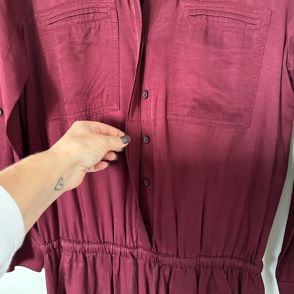 ann taylor loft •chic burgundy utility jumpsuit• size xs
